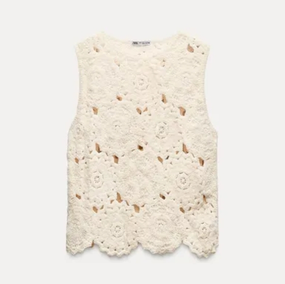 Zara Cream Crochet Blouse - Picture 1 of 11